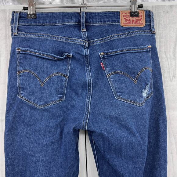 Levi's 721 High Rise Skinny Ankle Jeans womens sz 28 dark wash distressed - Picture 4 of 14